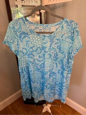 Lilly Pulitzer Seafoam & Ocean Blue Short Sleeve Tee